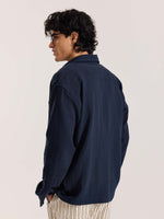 Load image into Gallery viewer, Navy Blue Gauze Holiday Shirt