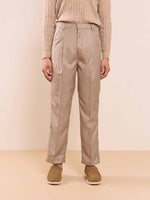 Load image into Gallery viewer, Beige Textured Baggy Fit Trousers