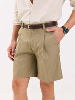 Load image into Gallery viewer, Khaki Checked Trouser Shorts