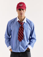 Load image into Gallery viewer, Blue Striped Contrast Collar Oversized Shirt