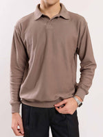 Load image into Gallery viewer, Taupe Jacquard Knit Polo T-shirt