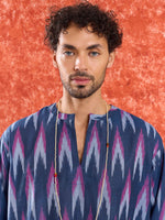 Load image into Gallery viewer, Blue Ikat Short Kurta