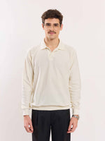 Load image into Gallery viewer, Cream Jacquard Knit Polo T-shirt