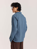 Load image into Gallery viewer, Dark Dusty Blue Gauze Holiday Shirt