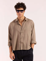 Load image into Gallery viewer, Taupe Linen Cropped Shirt