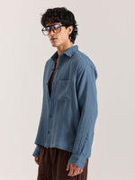 Load image into Gallery viewer, Dark Dusty Blue Gauze Holiday Shirt