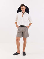 Load image into Gallery viewer, Grey Checked Trouser Shorts