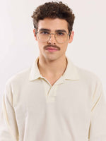 Load image into Gallery viewer, Cream Jacquard Knit Polo T-shirt