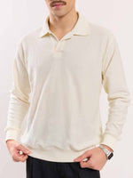 Load image into Gallery viewer, Cream Jacquard Knit Polo T-shirt