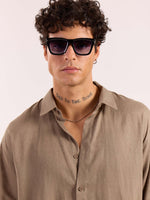 Load image into Gallery viewer, Taupe Linen Cropped Shirt