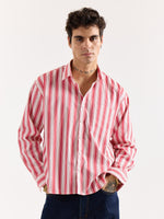 Load image into Gallery viewer, Red & White Striped Poplin Oversized Shirt