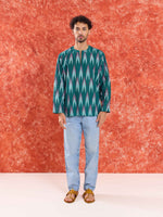 Load image into Gallery viewer, Green Ikat Short Kurta