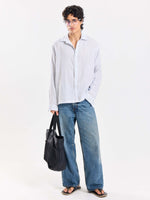 Load image into Gallery viewer, White Striped Gauze Holiday Shirt