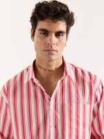 Load image into Gallery viewer, Red & White Striped Poplin Oversized Shirt
