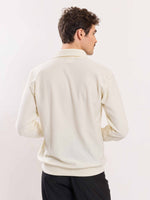 Load image into Gallery viewer, Cream Jacquard Knit Polo T-shirt