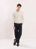 Load image into Gallery viewer, Cream Jacquard Knit Polo T-shirt