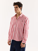 Load image into Gallery viewer, Red & White Striped Poplin Oversized Shirt