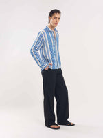 Load image into Gallery viewer, Blue Jacquard Weave Shirt