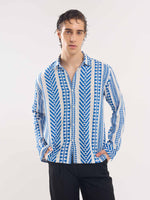 Load image into Gallery viewer, Blue Jacquard Weave Shirt