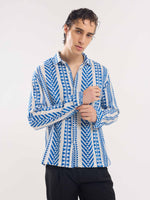 Load image into Gallery viewer, Blue Jacquard Weave Shirt