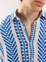 Load image into Gallery viewer, Blue Jacquard Weave Shirt