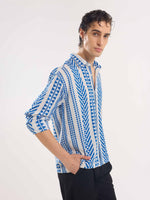 Load image into Gallery viewer, Blue Jacquard Weave Shirt