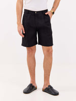 Load image into Gallery viewer, Black Linen Trouser Shorts