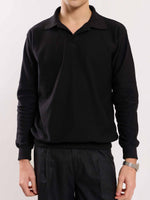 Load image into Gallery viewer, Black Jacquard Knit Polo T-shirt