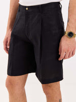 Load image into Gallery viewer, Black Linen Trouser Shorts