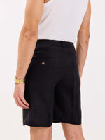 Load image into Gallery viewer, Black Linen Trouser Shorts
