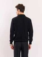 Load image into Gallery viewer, Black Jacquard Knit Polo T-shirt