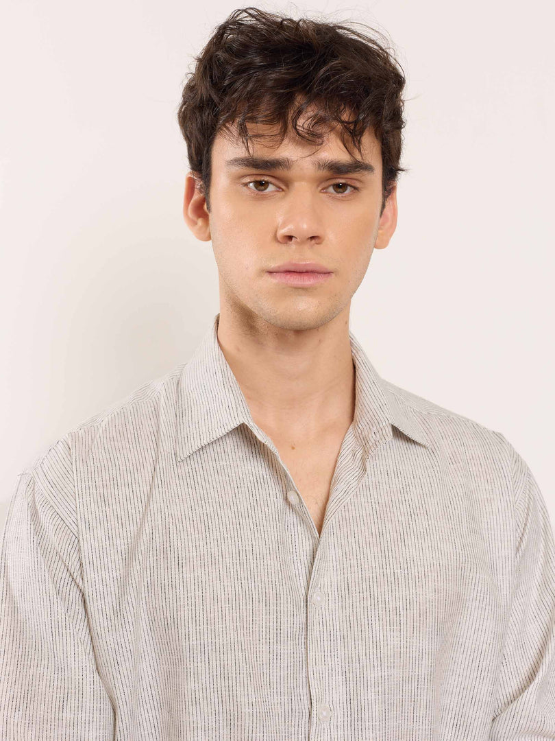 White Striped Linen Shirt