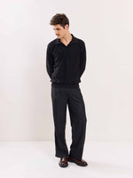 Load image into Gallery viewer, Black Jacquard Knit Polo T-shirt