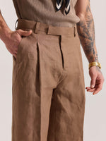 Load image into Gallery viewer, Brown Linen Baggy Fit Trousers