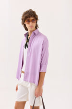 Load image into Gallery viewer, Lilac Textured Drape Shirt