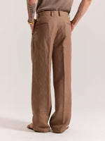 Load image into Gallery viewer, Brown Linen Baggy Fit Trousers