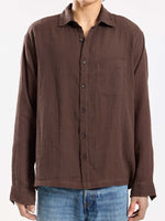 Load image into Gallery viewer, Dark Brown Gauze Holiday Shirt