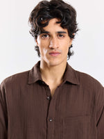 Load image into Gallery viewer, Dark Brown Gauze Holiday Shirt