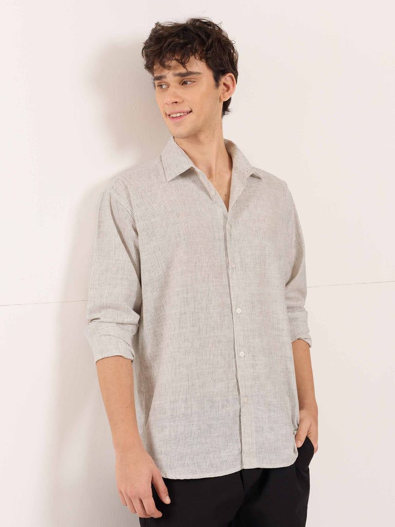 White Striped Linen Shirt