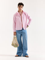 Load image into Gallery viewer, Multi Pink Striped Poplin Oversized Shirt