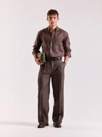 Load image into Gallery viewer, Dark Brown Linen Baggy Trousers