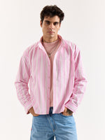 Load image into Gallery viewer, Multi Pink Striped Poplin Oversized Shirt