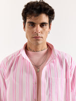 Load image into Gallery viewer, Multi Pink Striped Poplin Oversized Shirt