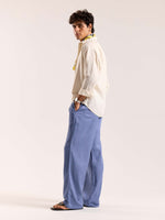 Load image into Gallery viewer, Dusty Blue Linen Pull-on Pants