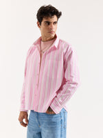 Load image into Gallery viewer, Multi Pink Striped Poplin Oversized Shirt