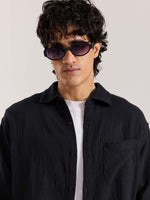 Load image into Gallery viewer, Black Gauze Holiday Shirt