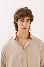 Load image into Gallery viewer, Beige Textured Drape Shirt