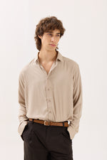 Load image into Gallery viewer, Beige Textured Drape Shirt