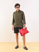 Load image into Gallery viewer, Khaki Green Irish Linen Shirt
