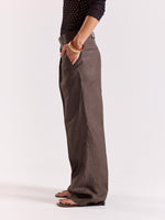 Load image into Gallery viewer, Dark Brown Linen Baggy Trousers